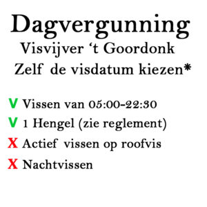 Dagvergunning 2025 visvijver 't Goordonk